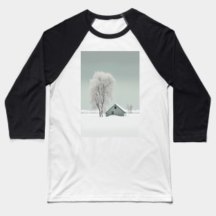 Swedish Winter Cottage Minimalist Art Print Baseball T-Shirt